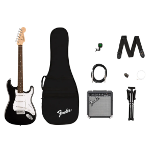 KIT GUITARRA ELECTRICA SQUIER DEBUT STRATOCASTER NEGRO 10G